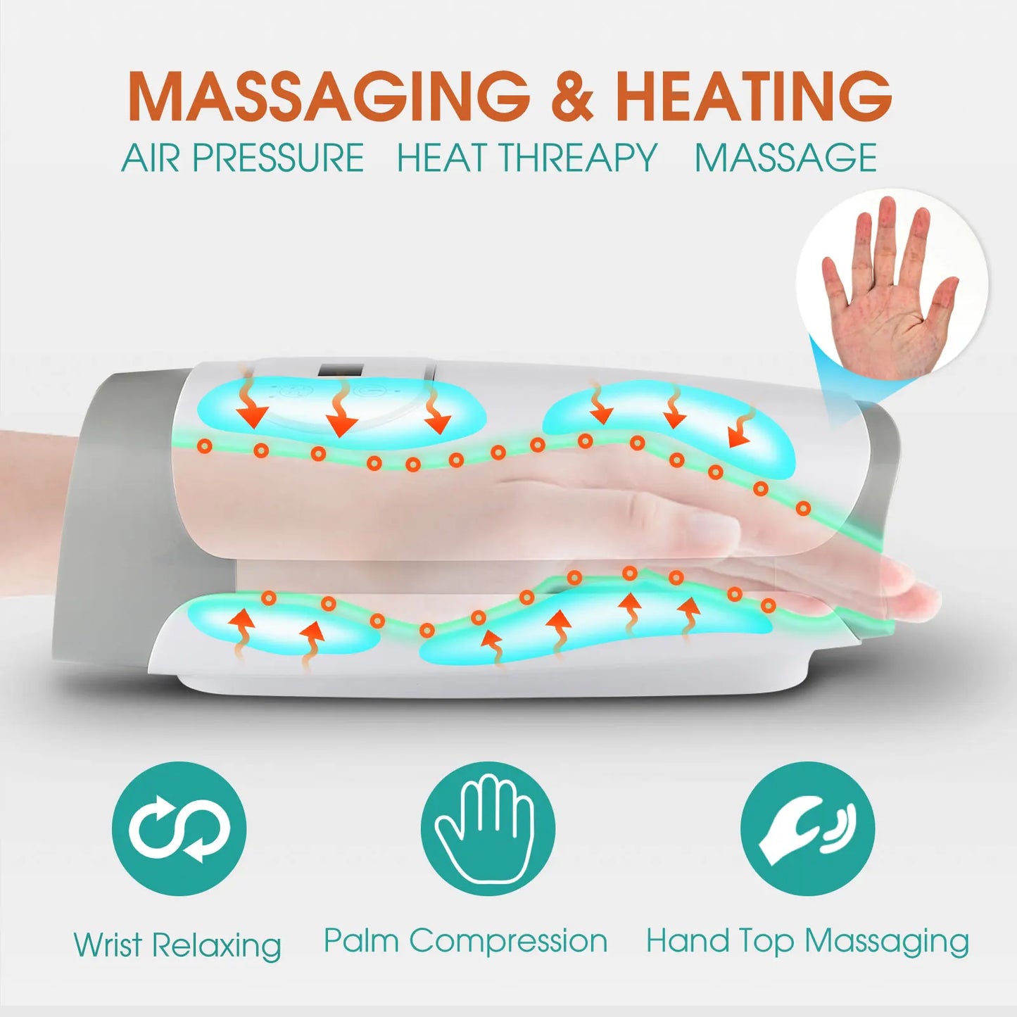 Electric Hand Massager for Arthritis Physiotherapy Airbag Compression Hot Compress Fingers Wrist Acupoint Massage Pain Relief