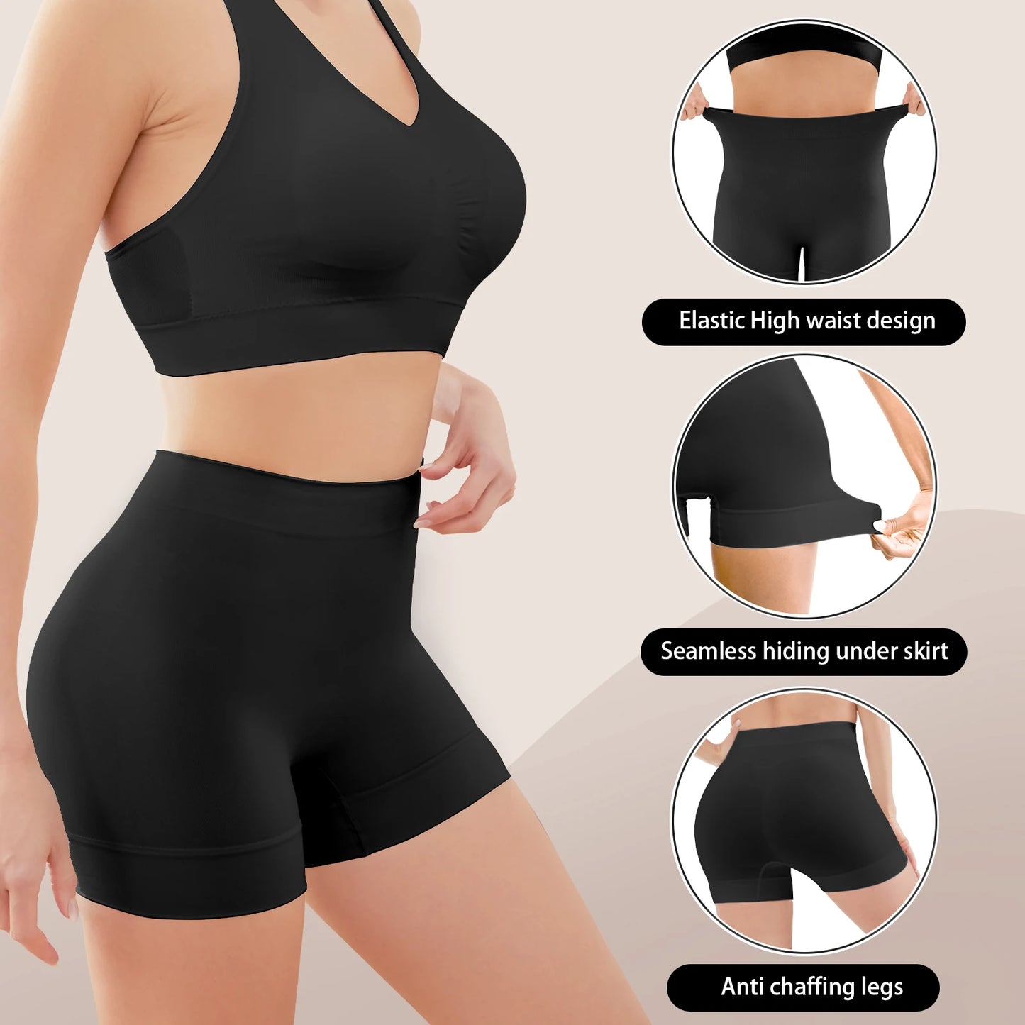 3PCS Safety Pants Under Skirt Women's Shorts Anti Chafing Seamless Shorts Slimming Boxers Underwear Soft Yoga Short Slip Shorts