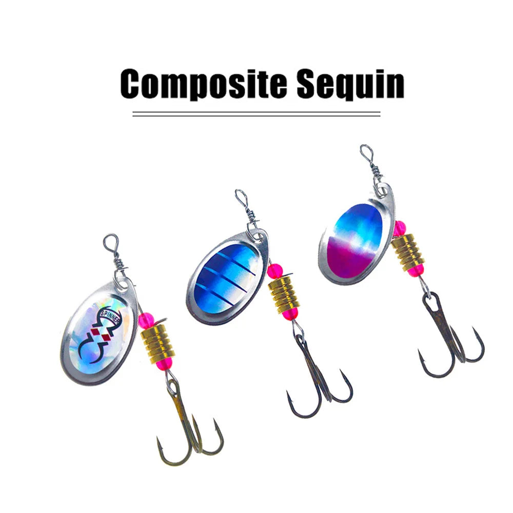 16Pcs Metal Spinner Set With Feather Treble Hooks EVA Lure Bag Trout Bass Salmon Pike Spoon Combo Fishing Spinner Kit with bag