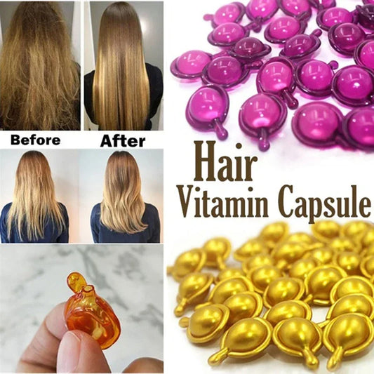 10Pcs Anti Hair Loss Hair Vitamin Capsule Oil Keratin Complex Oil Smooth Silky Hair Serum Hair Mask Repair Frizz Damaged