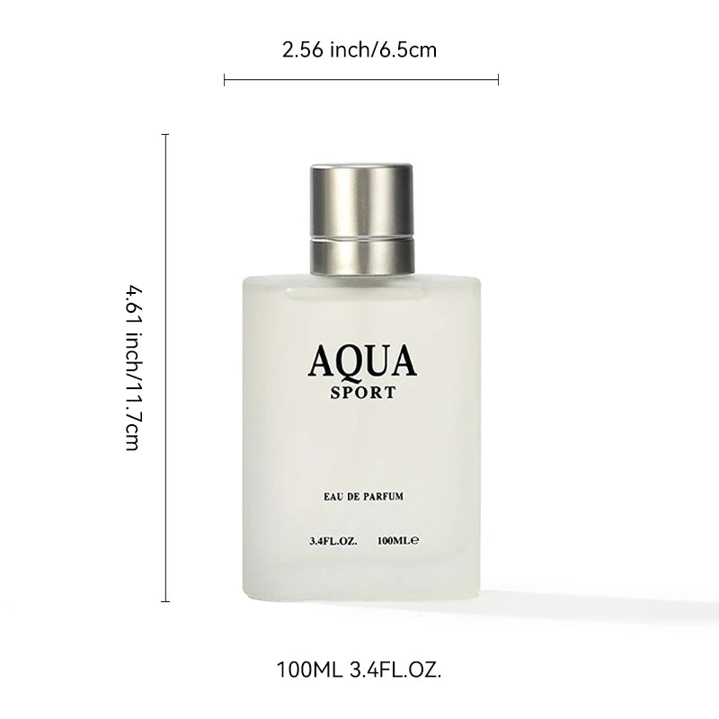 100ML 3.4FL.OZ AQUA Men's Perfume EDP, Aquatic Aromatic Eau de Parfum, Lime Marine Musk Fresh Ocean Fragrance Spray for Men