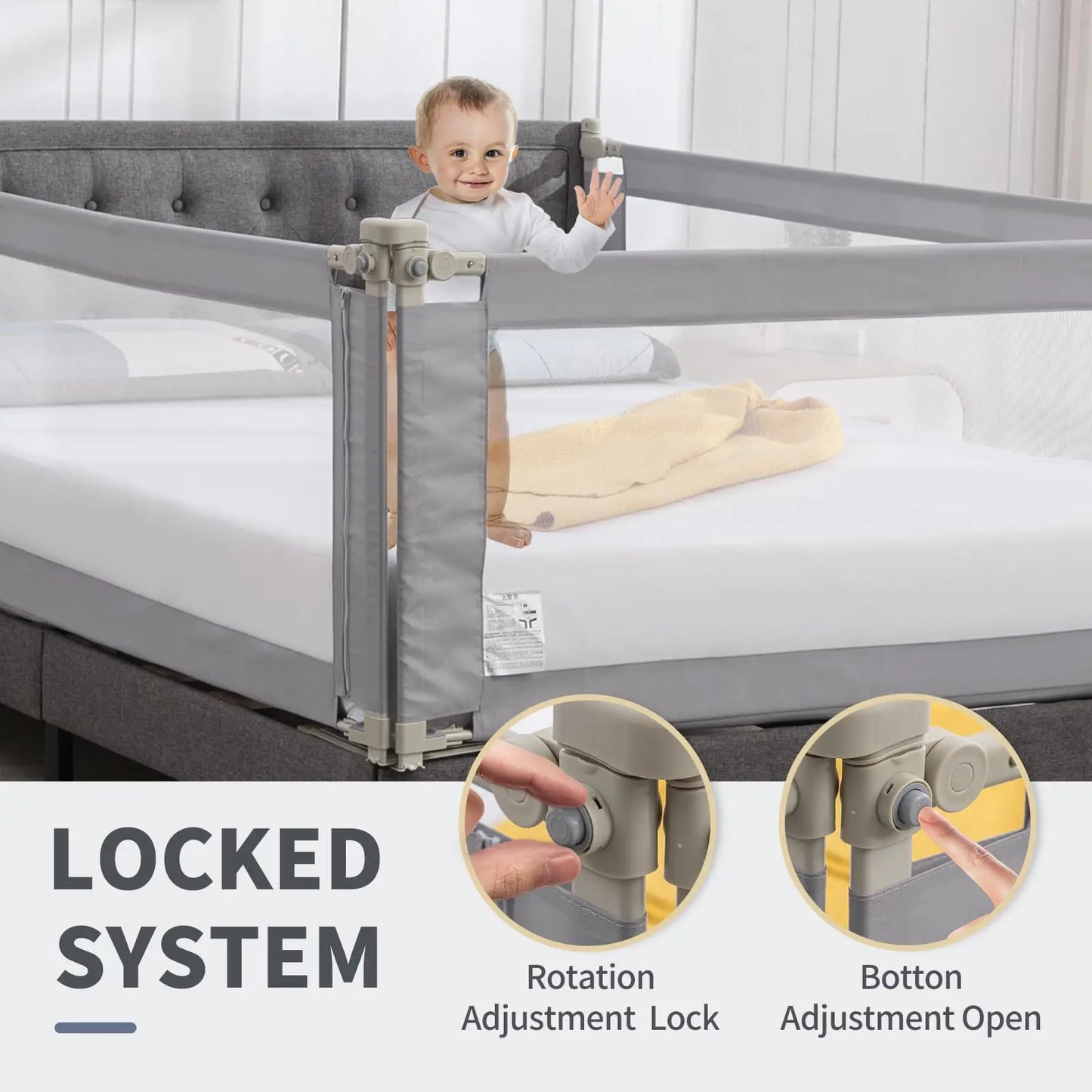 Bed Rail for Toddlers 3 Pcs Extra Long Baby Bed Rail Guard for Kids All-Round Sturdy Baby Bed Fence Infants Safety Bed Guardrail