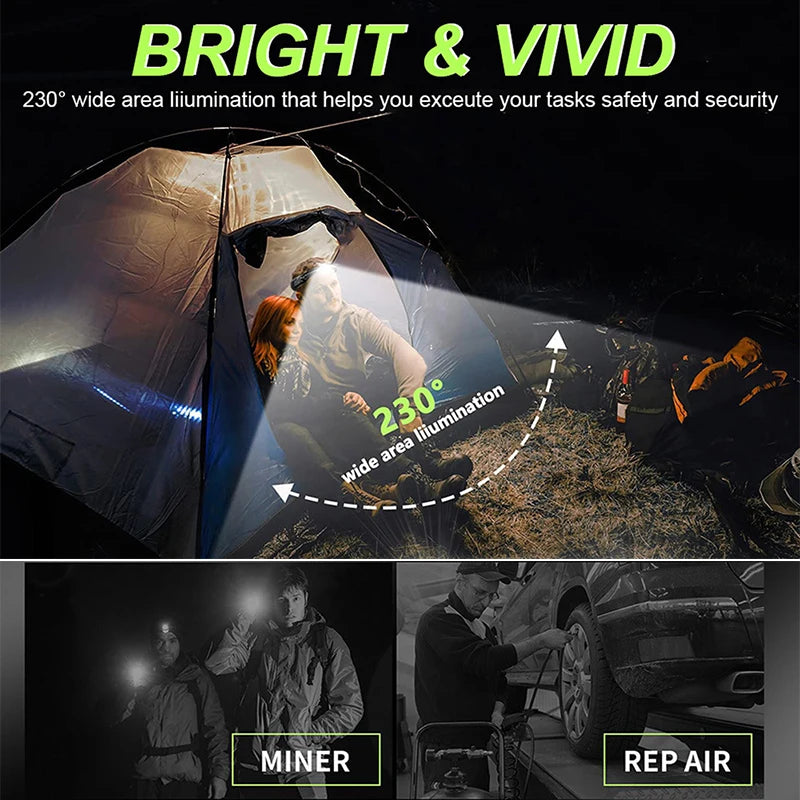 1-15Pcs LED Induction Headlamp USB Rechargeable Head Flashlight Powerful Camping Head Lantern Fishing Headlight 18650 Battery